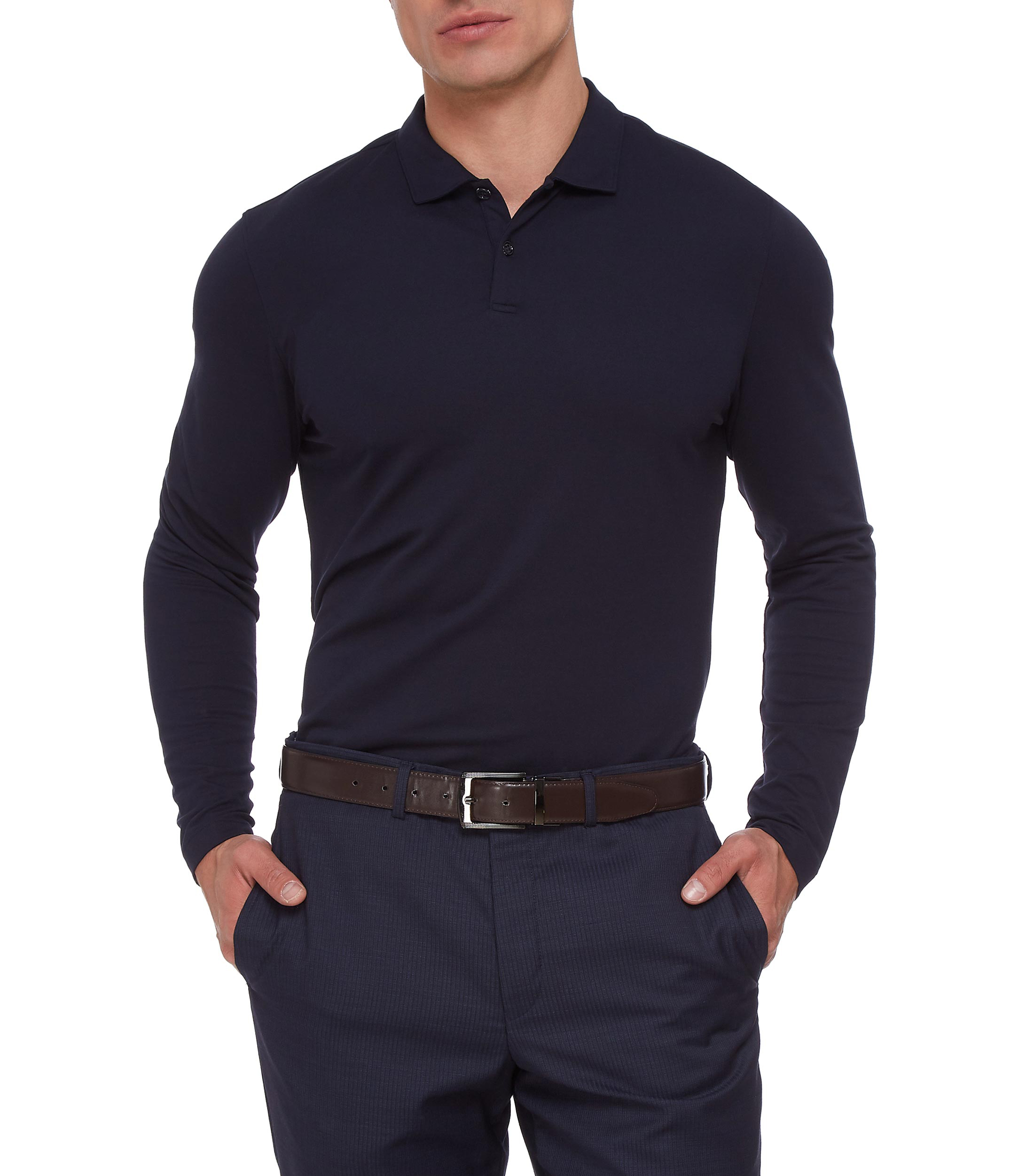 Boggi: Playera Tipo Polo azul manga larga Hombre | El Palacio de Hierro